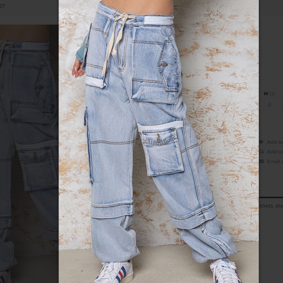 POL Light Wash Cargo Utility Jean Jogger Pants Y2K SR20 - Picture 6 of 10